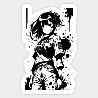 Kawaii Anime Girl Wearing Tshirt 05 Sticker